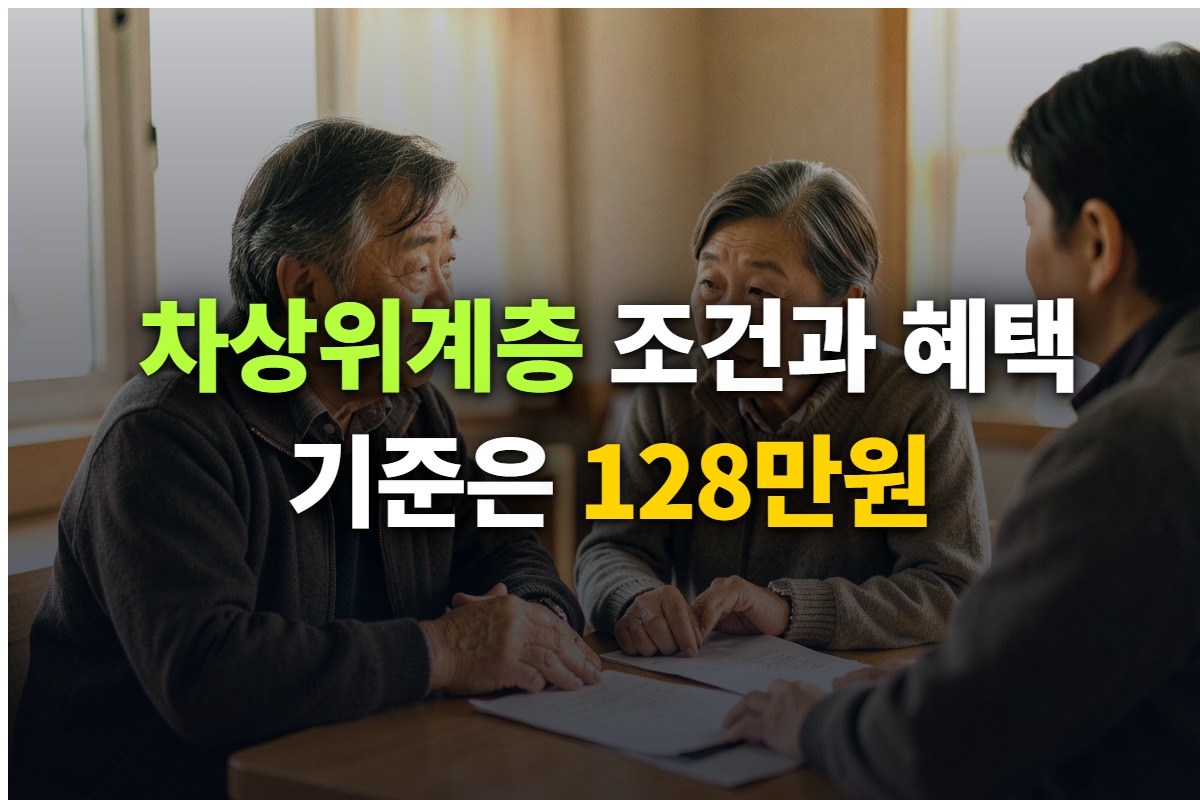 차상위계층 조건과 혜택, 1인 가구 128만원 기준을 정리한 대표 이미지