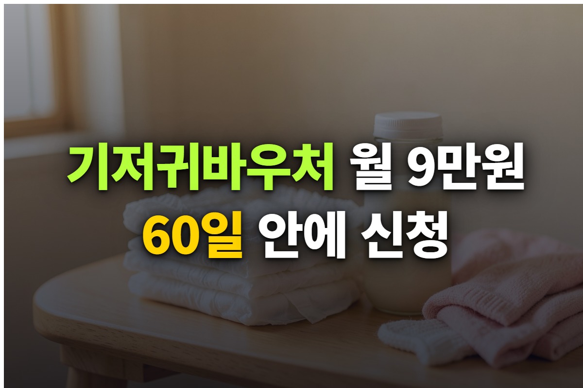 기저귀바우처 월 9만원과 조제분유 월 11만원 지원 대상과 신청기한을 정리한 대표 이미지