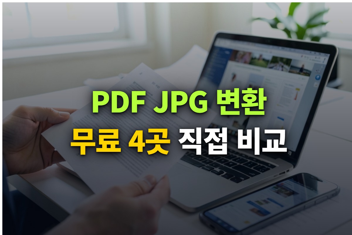 8.48MB 7쪽 PDF를 무료 사이트 4곳에서 JPG로 직접 변환해 본 대표 이미지